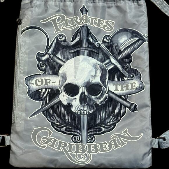 Disney Parks Theme Merchandise Pirates of the Caribbean Drawstring Backpack Bag - Picture 2 of 13
